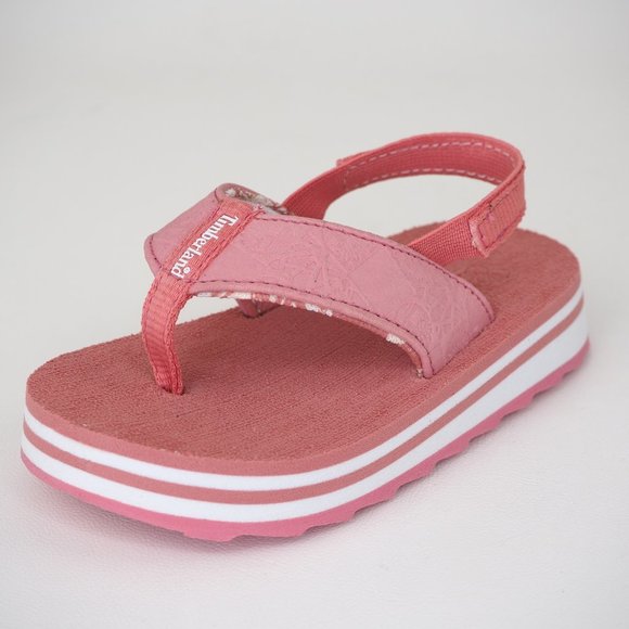 Timberland Flip Flop Toddlers Sandals Leather Dead Stock Sports Pink Sz 6C - Picture 2 of 12